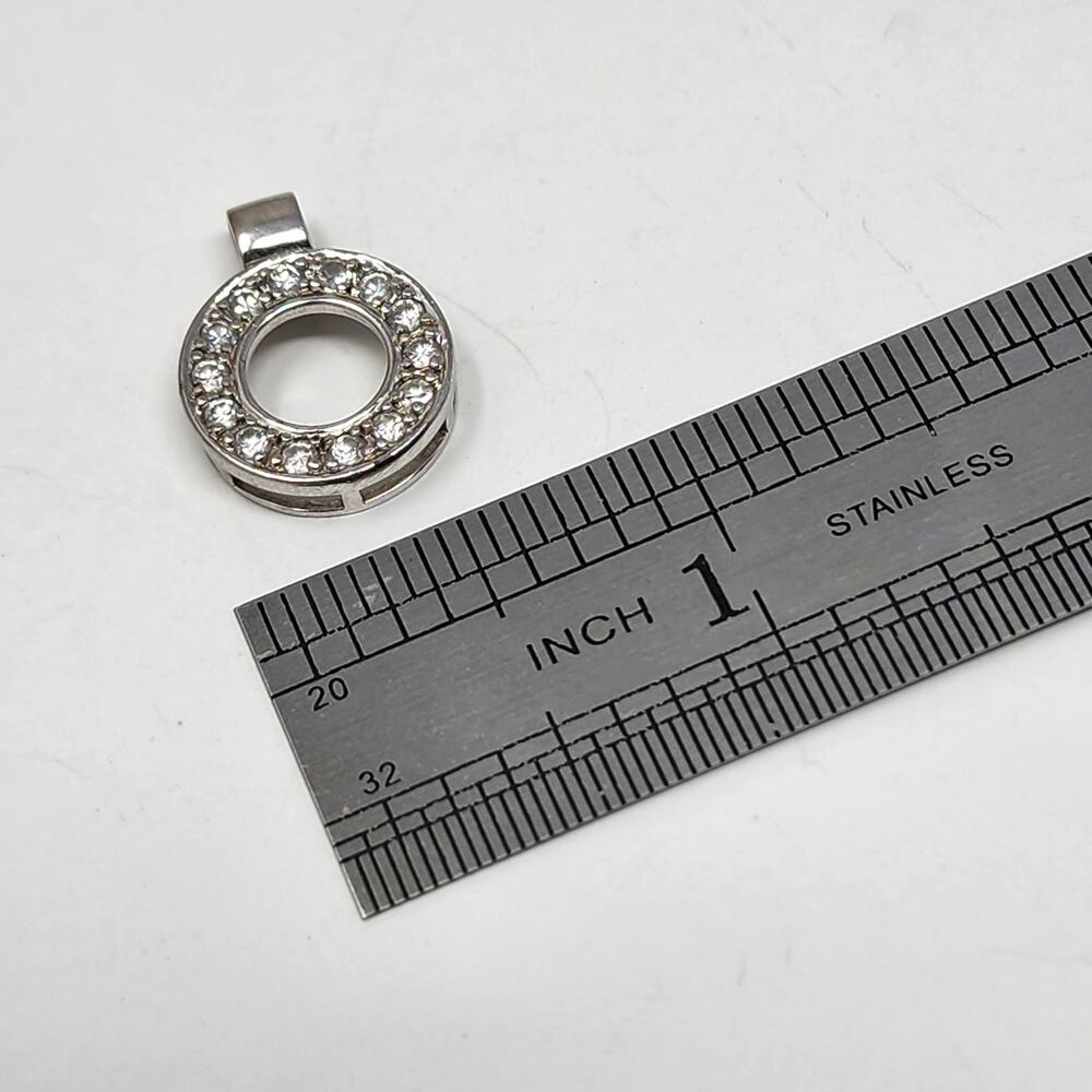 Sterling Silver 925 Round CZ Necklace Pendant - Picture 4 of 5
